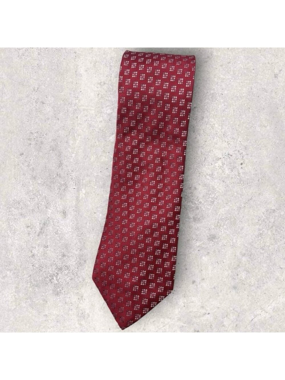 LUCIANO BARBERA Silk Tie ITALY XL Changing Red White Geometric W:3.5" EUC